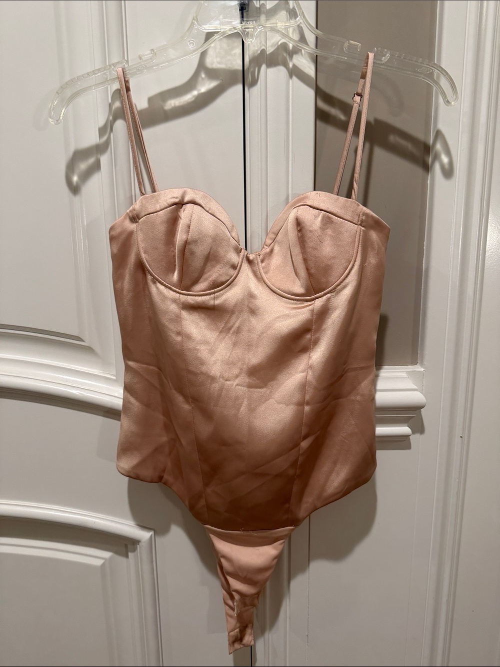 Zara Blush Pink Satin Bustier Bodysuit